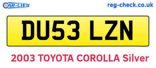 DU53LZN are the vehicle registration plates.
