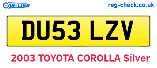 DU53LZV are the vehicle registration plates.