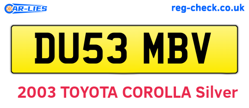 DU53MBV are the vehicle registration plates.