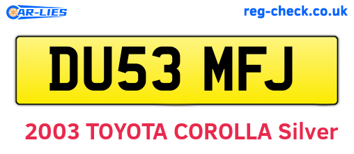 DU53MFJ are the vehicle registration plates.