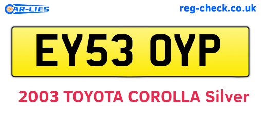 EY53OYP are the vehicle registration plates.