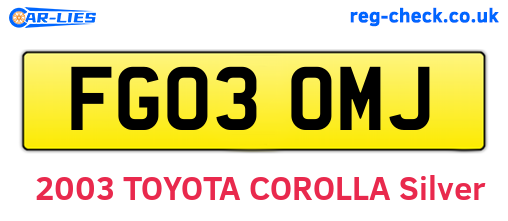 FG03OMJ are the vehicle registration plates.