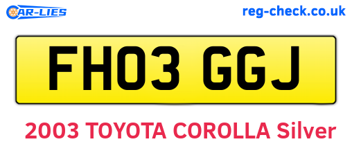 FH03GGJ are the vehicle registration plates.
