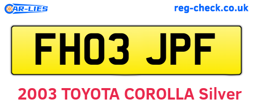 FH03JPF are the vehicle registration plates.