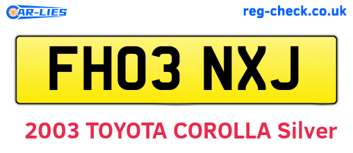 FH03NXJ are the vehicle registration plates.