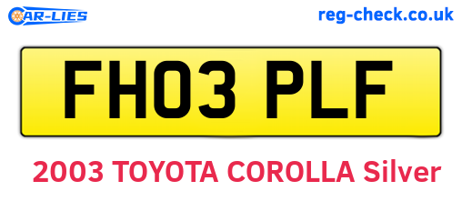 FH03PLF are the vehicle registration plates.