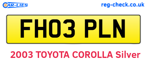 FH03PLN are the vehicle registration plates.