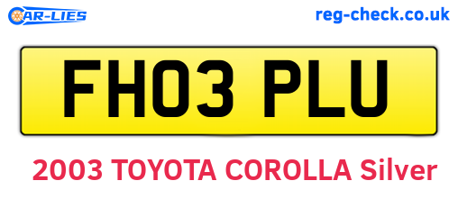 FH03PLU are the vehicle registration plates.