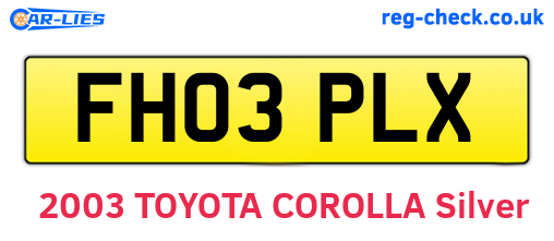 FH03PLX are the vehicle registration plates.