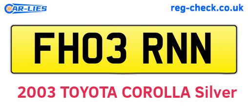 FH03RNN are the vehicle registration plates.