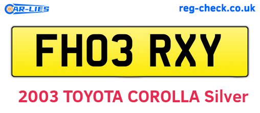 FH03RXY are the vehicle registration plates.