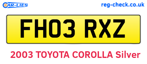 FH03RXZ are the vehicle registration plates.