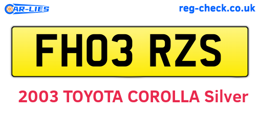 FH03RZS are the vehicle registration plates.