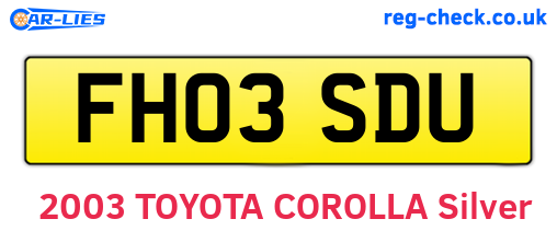 FH03SDU are the vehicle registration plates.