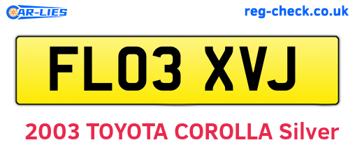 FL03XVJ are the vehicle registration plates.