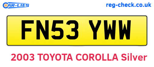 FN53YWW are the vehicle registration plates.