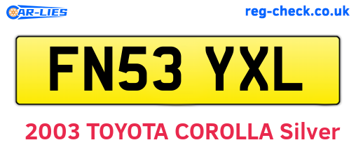FN53YXL are the vehicle registration plates.