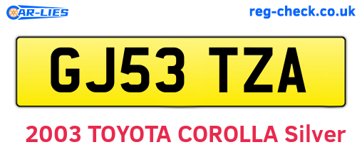 GJ53TZA are the vehicle registration plates.