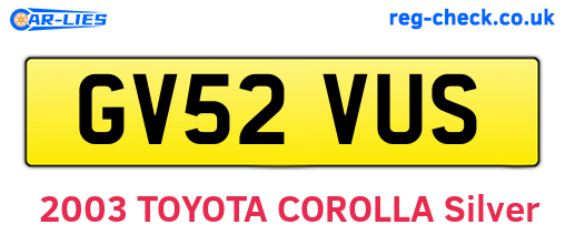 GV52VUS are the vehicle registration plates.