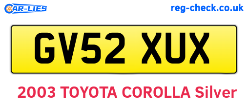 GV52XUX are the vehicle registration plates.