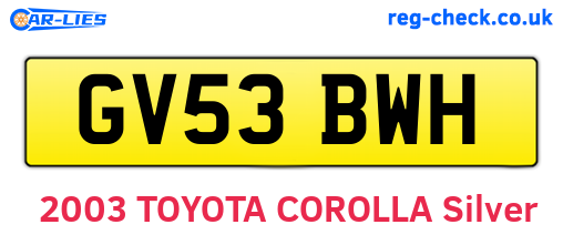 GV53BWH are the vehicle registration plates.