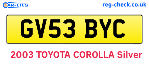 GV53BYC are the vehicle registration plates.