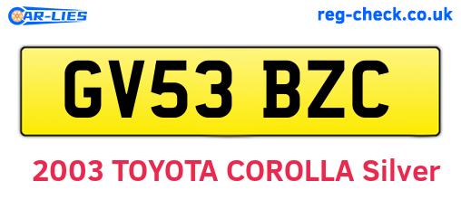 GV53BZC are the vehicle registration plates.