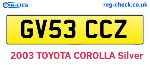 GV53CCZ are the vehicle registration plates.
