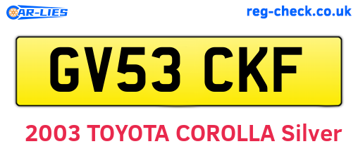 GV53CKF are the vehicle registration plates.