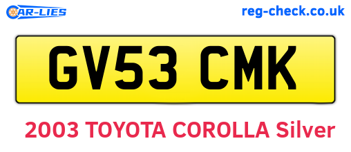 GV53CMK are the vehicle registration plates.