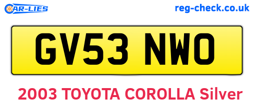 GV53NWO are the vehicle registration plates.