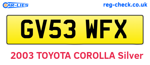 GV53WFX are the vehicle registration plates.
