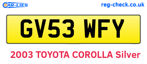 GV53WFY are the vehicle registration plates.
