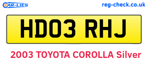 HD03RHJ are the vehicle registration plates.