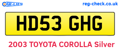 HD53GHG are the vehicle registration plates.