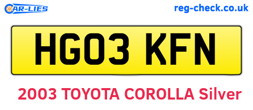 HG03KFN are the vehicle registration plates.