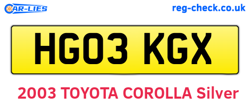 HG03KGX are the vehicle registration plates.
