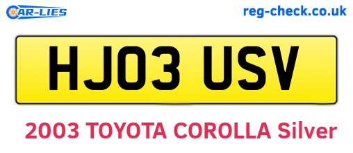 HJ03USV are the vehicle registration plates.