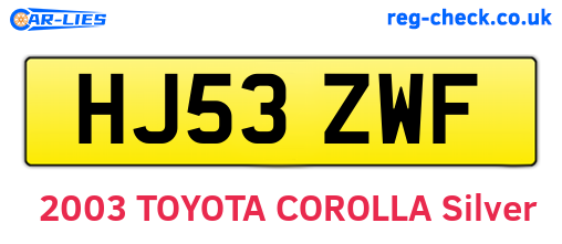HJ53ZWF are the vehicle registration plates.