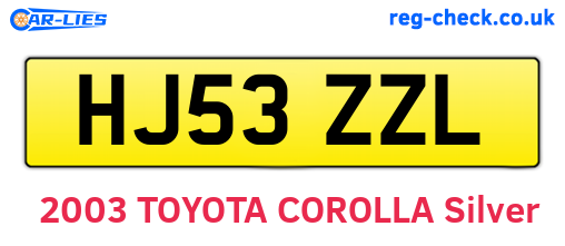 HJ53ZZL are the vehicle registration plates.