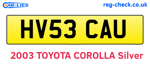 HV53CAU are the vehicle registration plates.