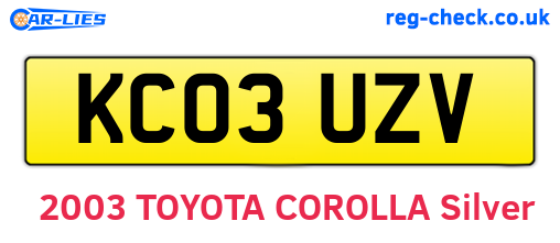 KC03UZV are the vehicle registration plates.