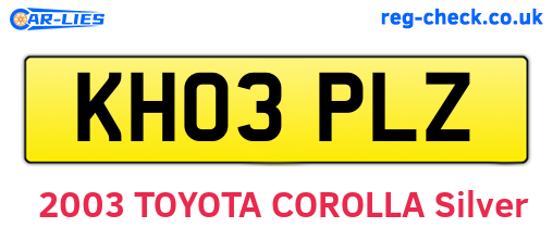 KH03PLZ are the vehicle registration plates.