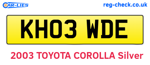 KH03WDE are the vehicle registration plates.