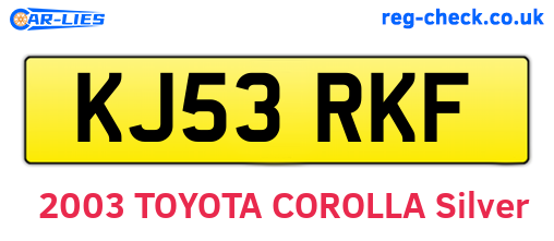 KJ53RKF are the vehicle registration plates.