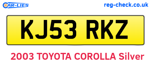 KJ53RKZ are the vehicle registration plates.