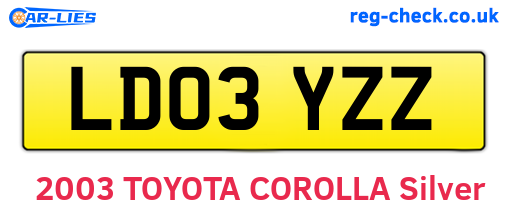 LD03YZZ are the vehicle registration plates.