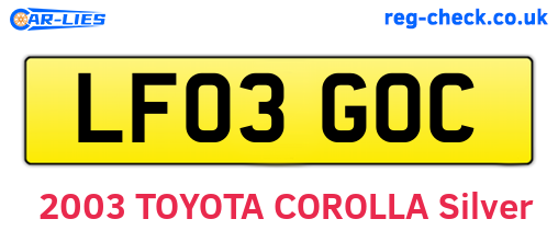 LF03GOC are the vehicle registration plates.