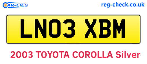 LN03XBM are the vehicle registration plates.