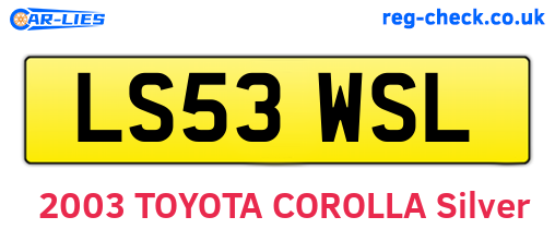 LS53WSL are the vehicle registration plates.